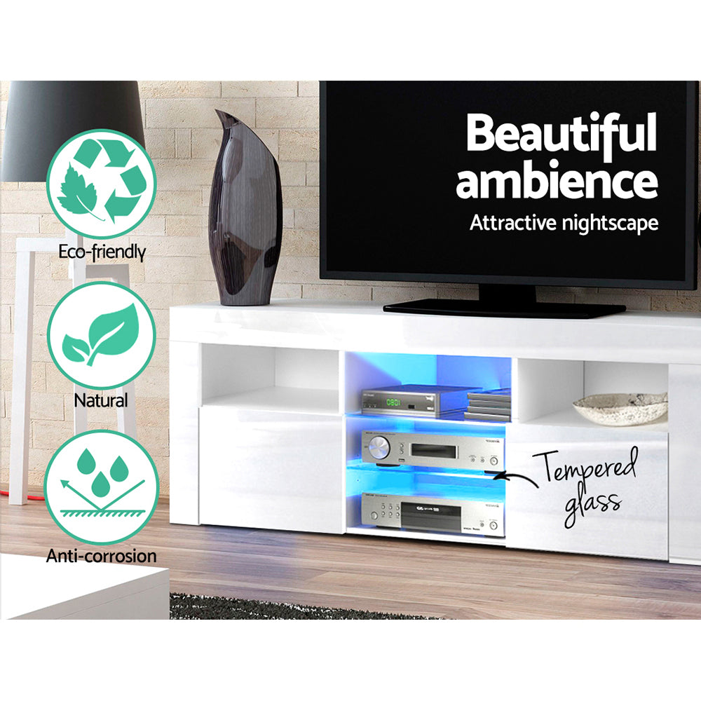LED TV Entertainment Unit 145cm - Gloss White - Homecoze