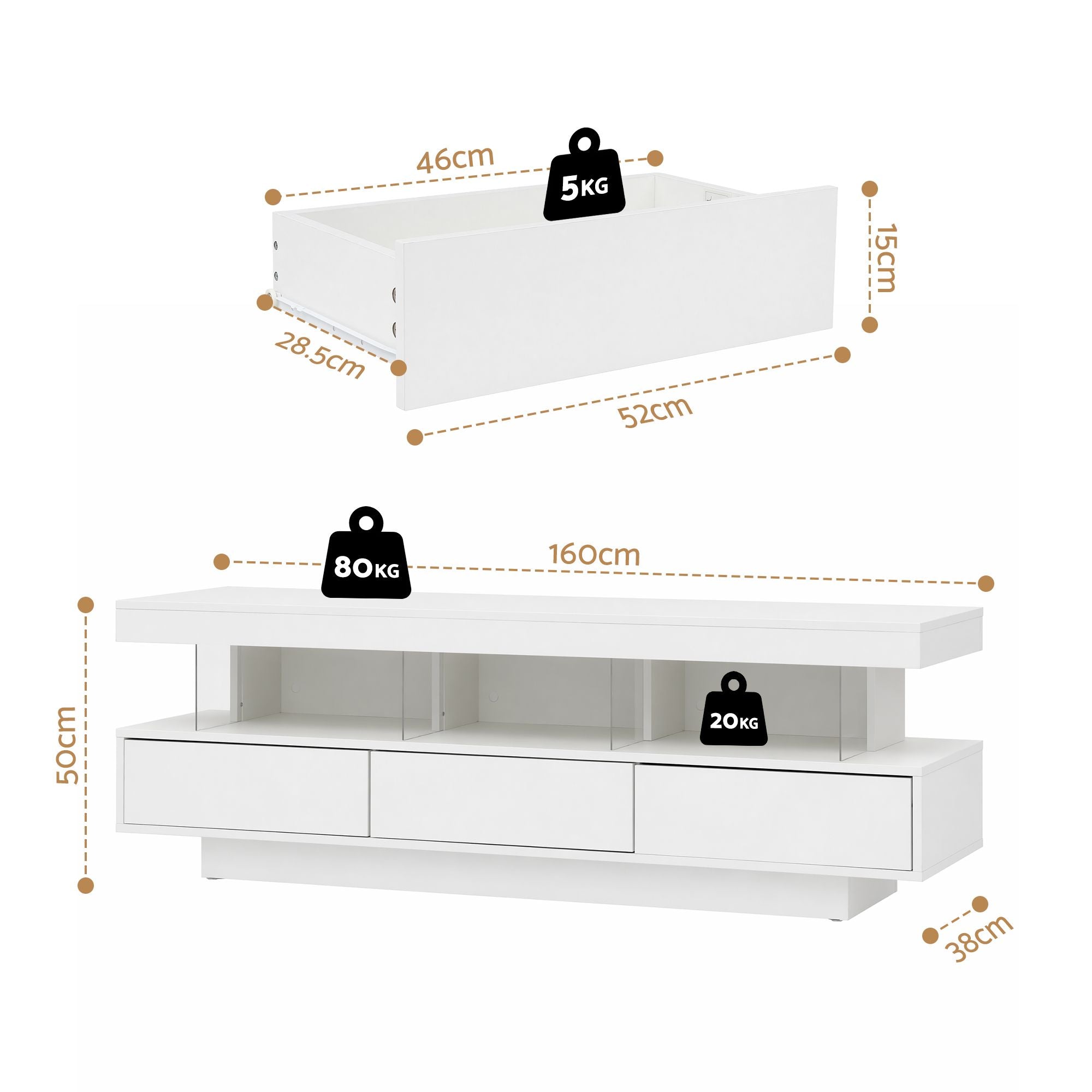 Kyro LED TV Unit 160cm – White