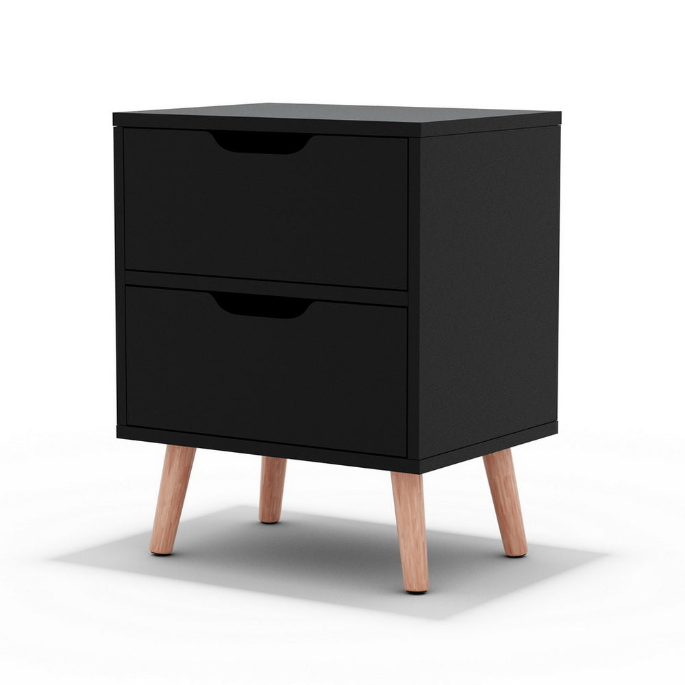 Dario Bedside Table 2 Drawer – Black - Homecoze
