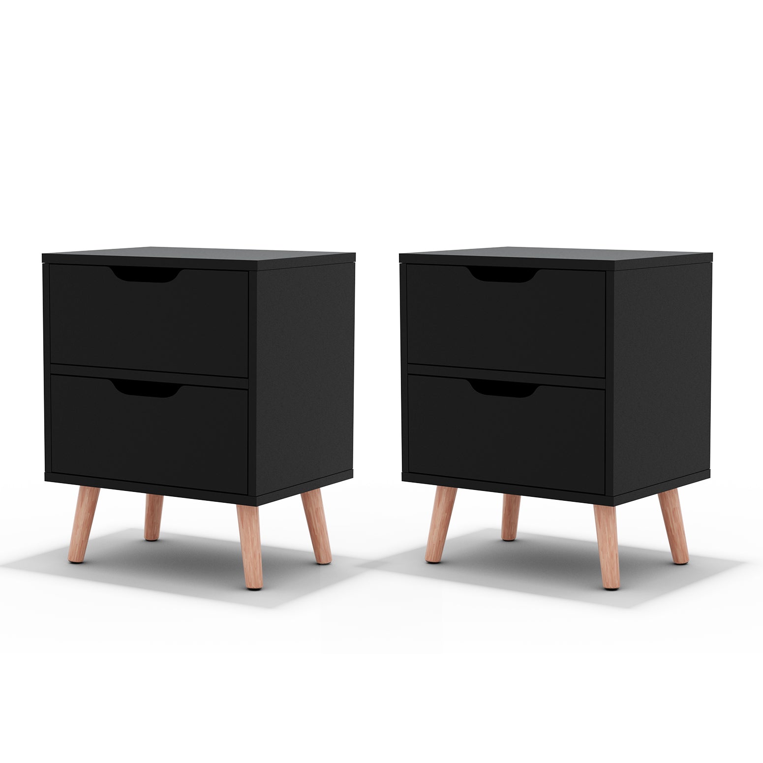 Dario (Set of 2) Bedside Tables 2 Drawer – Black - Homecoze