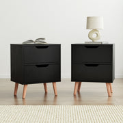 Dario (Set of 2) Bedside Tables 2 Drawer – Black - Homecoze