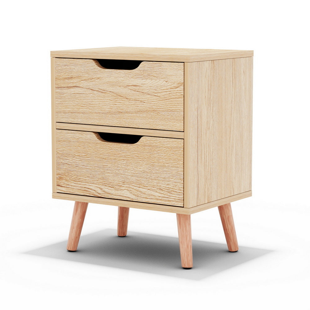 Artiss Bedside Table 2 Drawers Nightstand - BODEN Pine - Homecoze