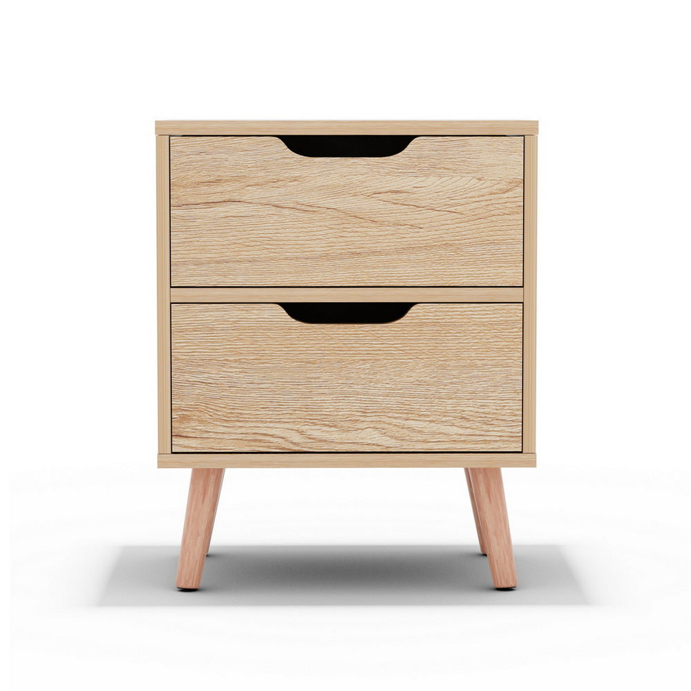 Artiss Bedside Table 2 Drawers Nightstand - BODEN Pine - Homecoze