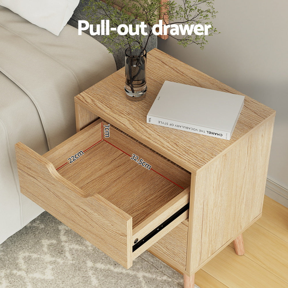 Artiss Bedside Table 2 Drawers Nightstand - BODEN Pine - Homecoze