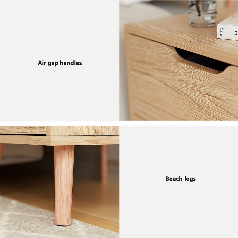 Artiss Bedside Table 2 Drawers Nightstand - BODEN Pine - Homecoze