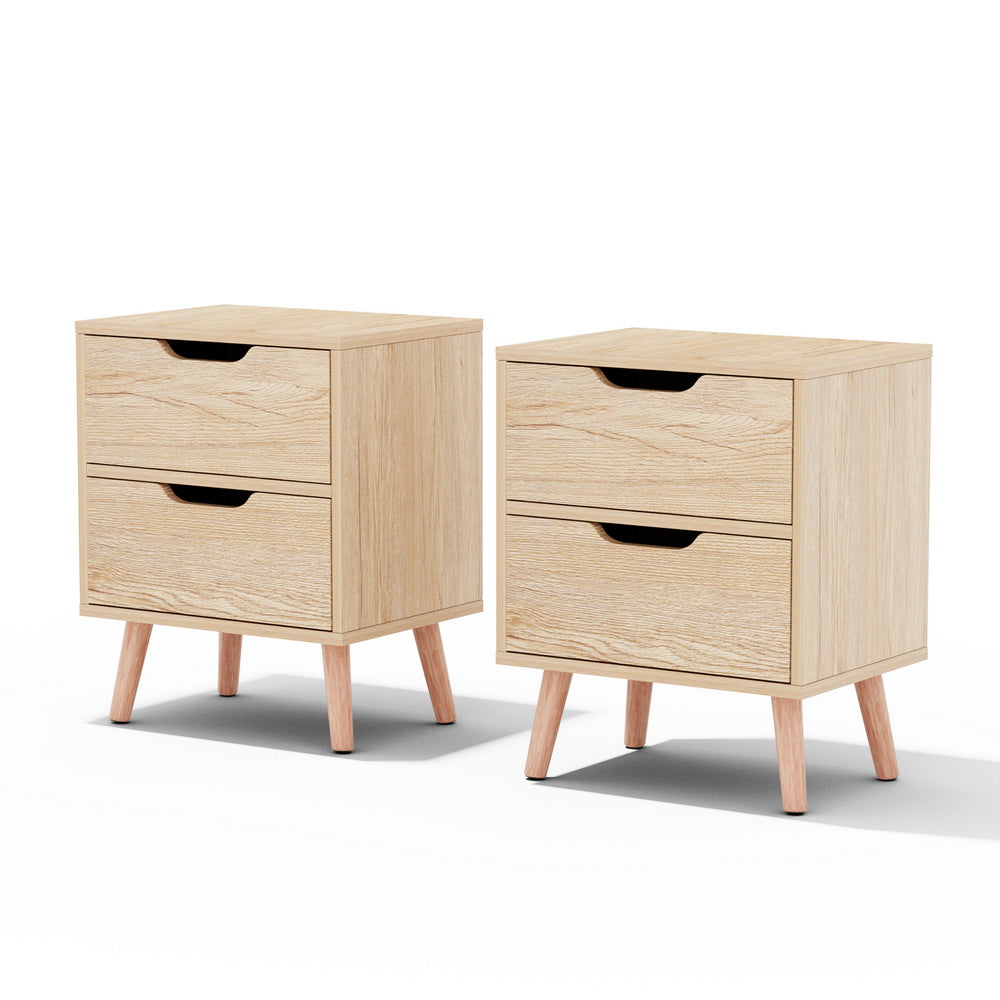 Dario (Set of 2) Bedside Tables 2 Drawer – Pine - Homecoze