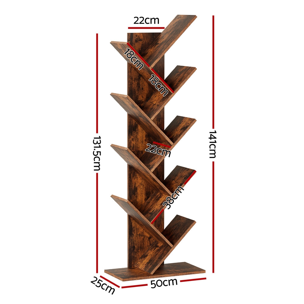 9-Tier Tree Inspired Bookshelf - Walnut - Homecoze