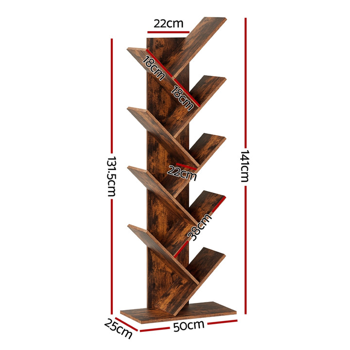 9-Tier Tree Inspired Bookshelf - Walnut - Homecoze
