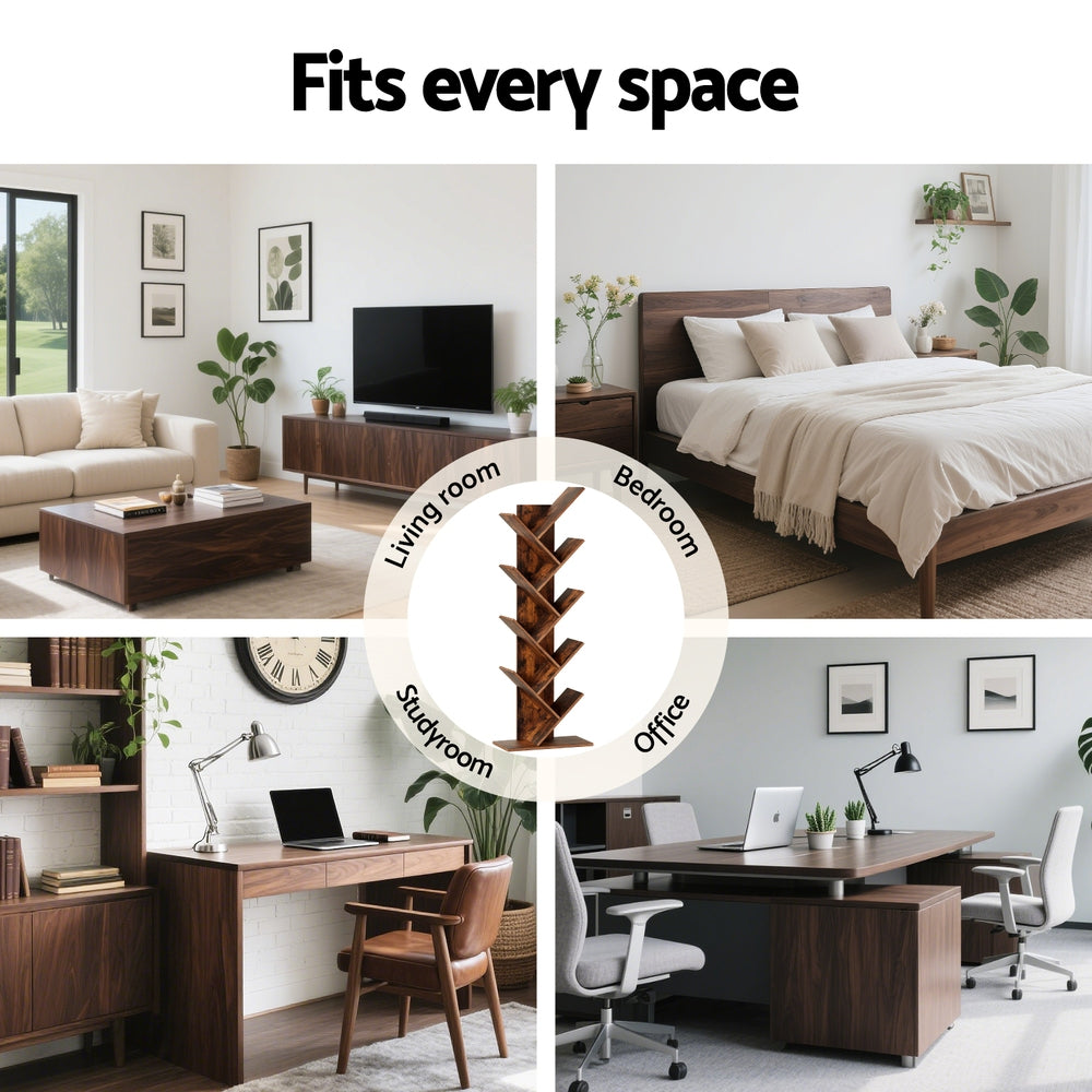 9-Tier Tree Inspired Bookshelf - Walnut - Homecoze