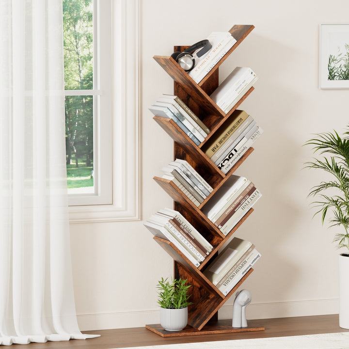 9-Tier Tree Inspired Bookshelf - Walnut - Homecoze