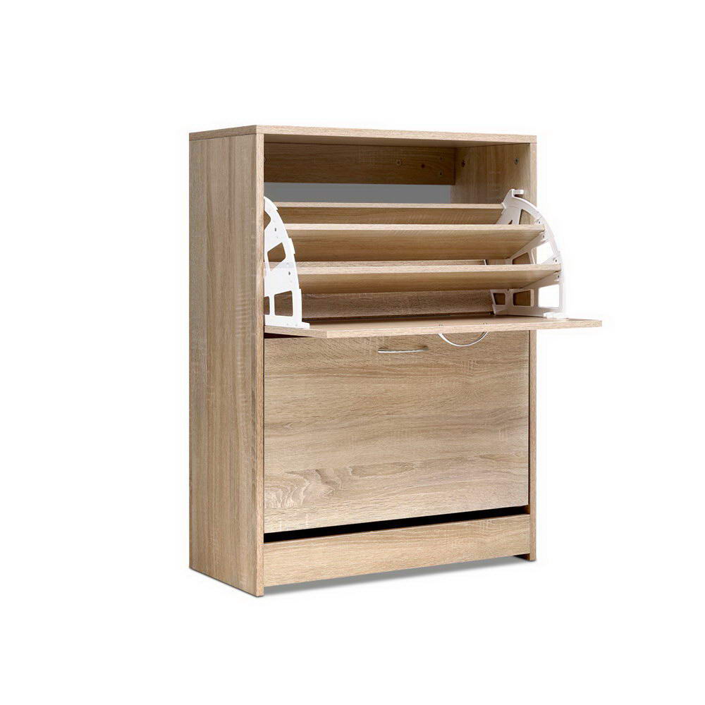 Shoe Cabinet Rack Organiser Storage Cupboard - Oak - Homecoze