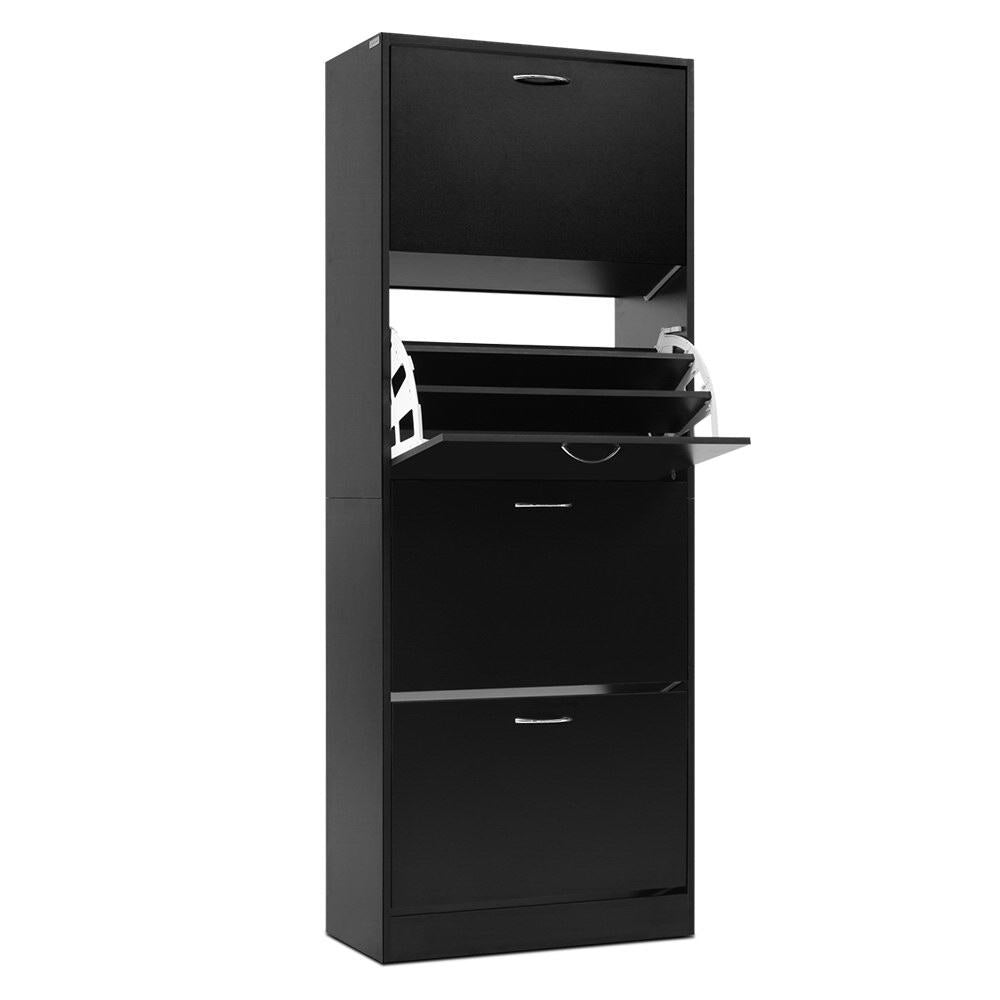 Shoe Cabinet Storage Rack Organizer - Black - Homecoze