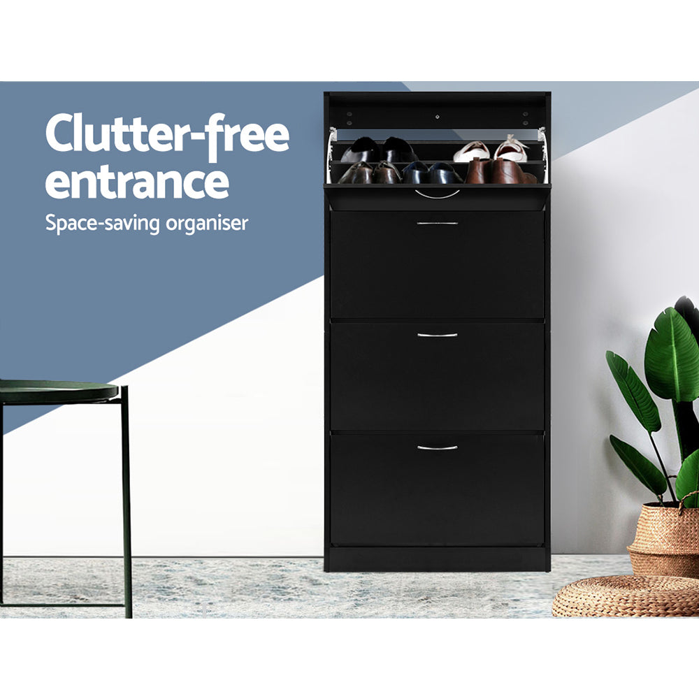 Shoe Cabinet Storage Rack Organizer - Black - Homecoze
