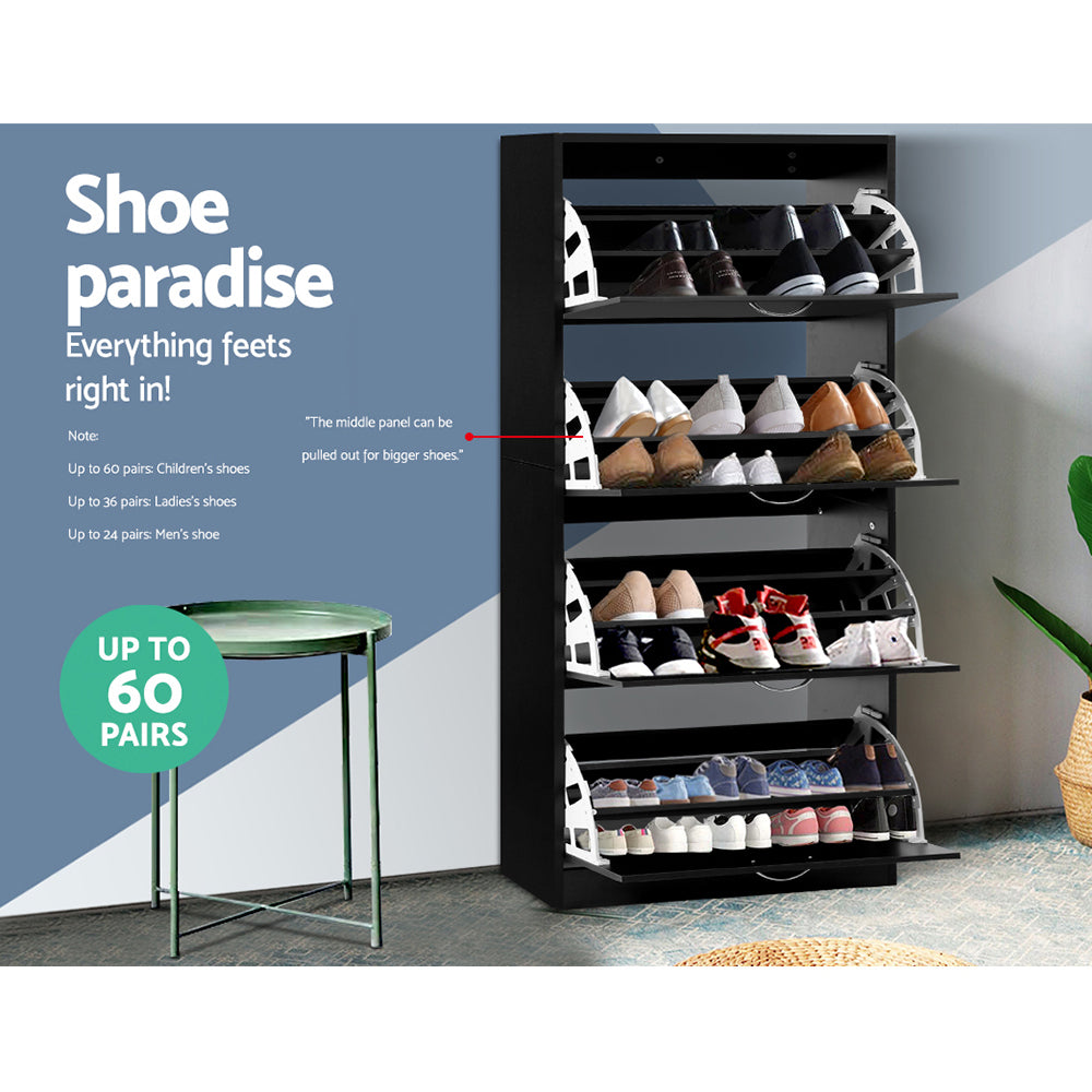 Shoe Cabinet Storage Rack Organizer - Black - Homecoze