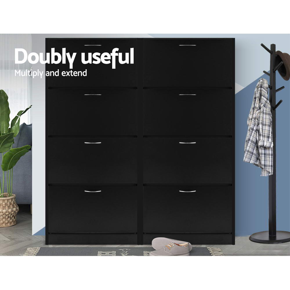 Shoe Cabinet Storage Rack Organizer - Black - Homecoze