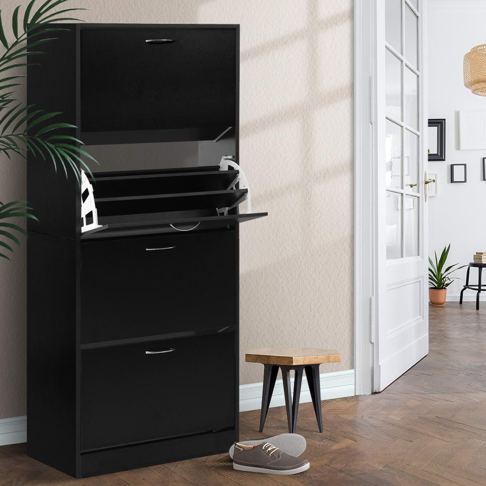 Shoe Cabinet Storage Rack Organizer - Black - Homecoze