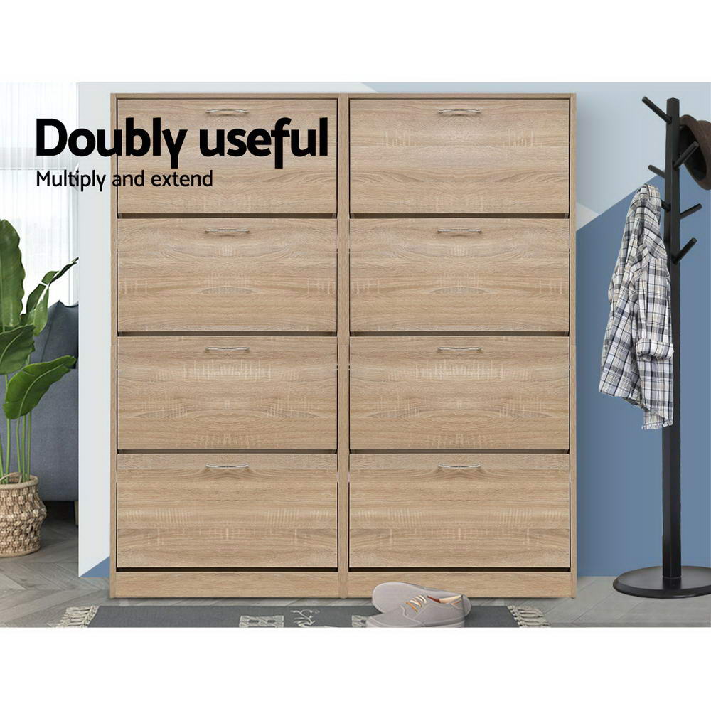 36 Pairs Shoe Cabinet Rack Organiser Storage Cupboard - Oak - Homecoze
