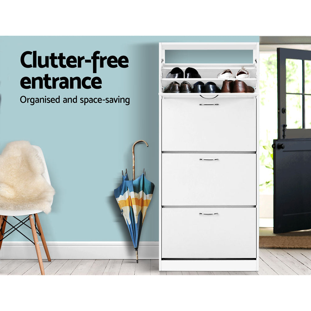 Shoe Cabinet Storage Rack  Cupboard - White - Homecoze