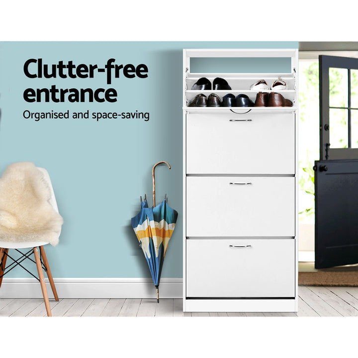 Shoe Cabinet Storage Rack  Cupboard - White - Homecoze