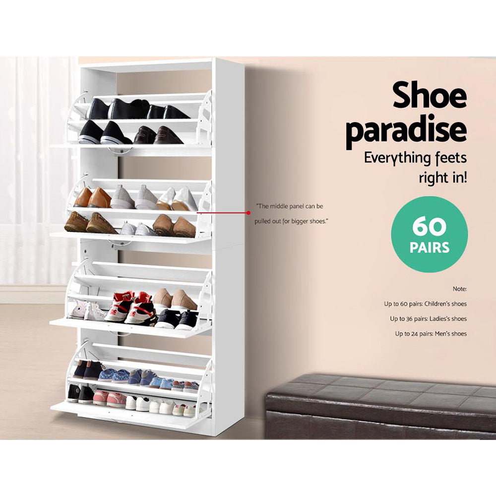 Shoe Cabinet Storage Rack  Cupboard - White - Homecoze