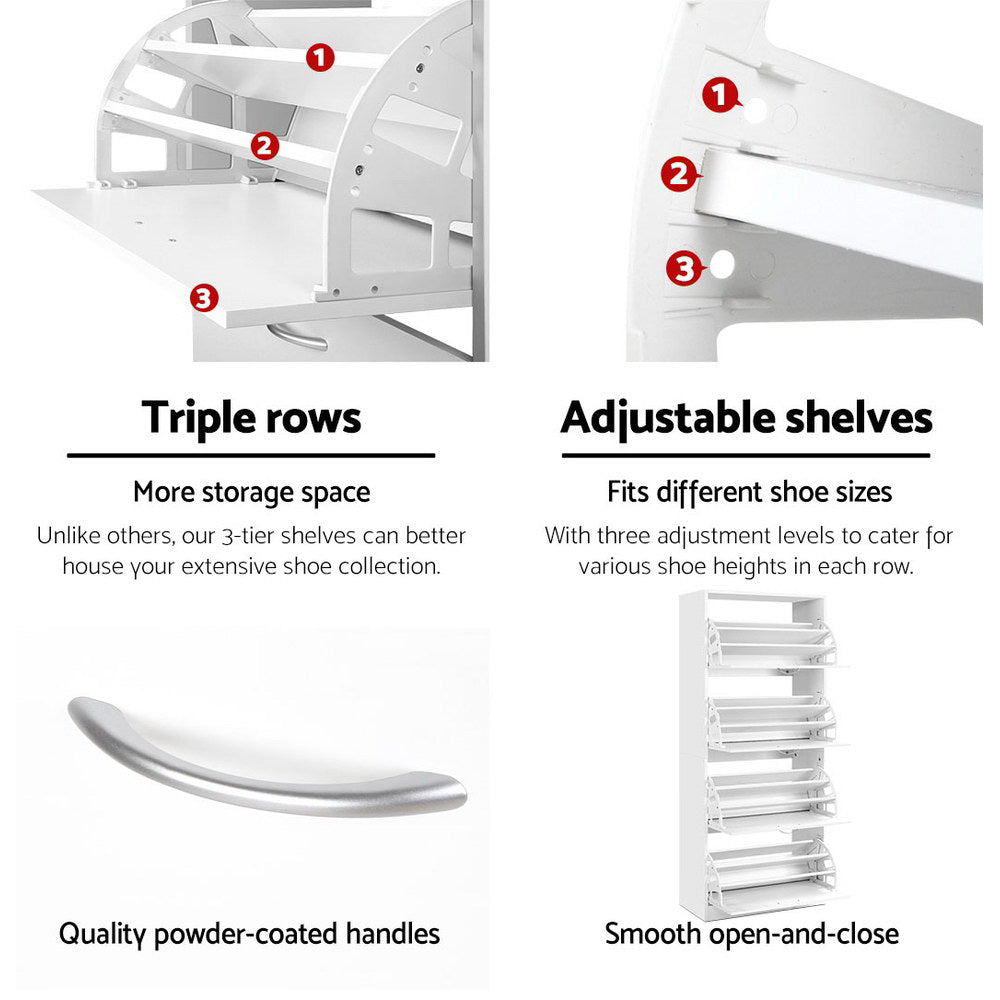 Shoe Cabinet Storage Rack  Cupboard - White - Homecoze