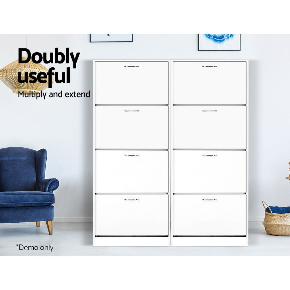 Shoe Cabinet Storage Rack  Cupboard - White - Homecoze