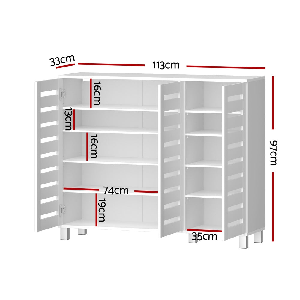 Artiss Shoe Rack Cabinet 30 Pairs Adjustable Shelf White - Homecoze