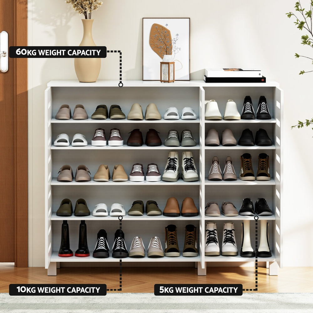 Artiss Shoe Rack Cabinet 30 Pairs Adjustable Shelf White - Homecoze