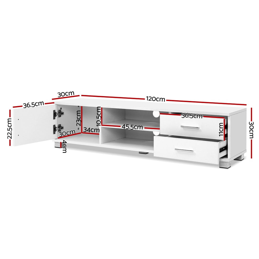 Fisher Modern TV Unit 120cm – White - Homecoze