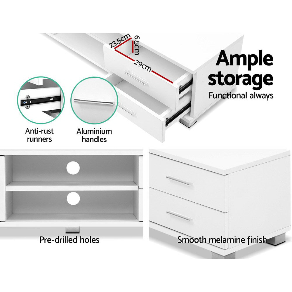 Fisher Modern TV Unit 120cm – White - Homecoze