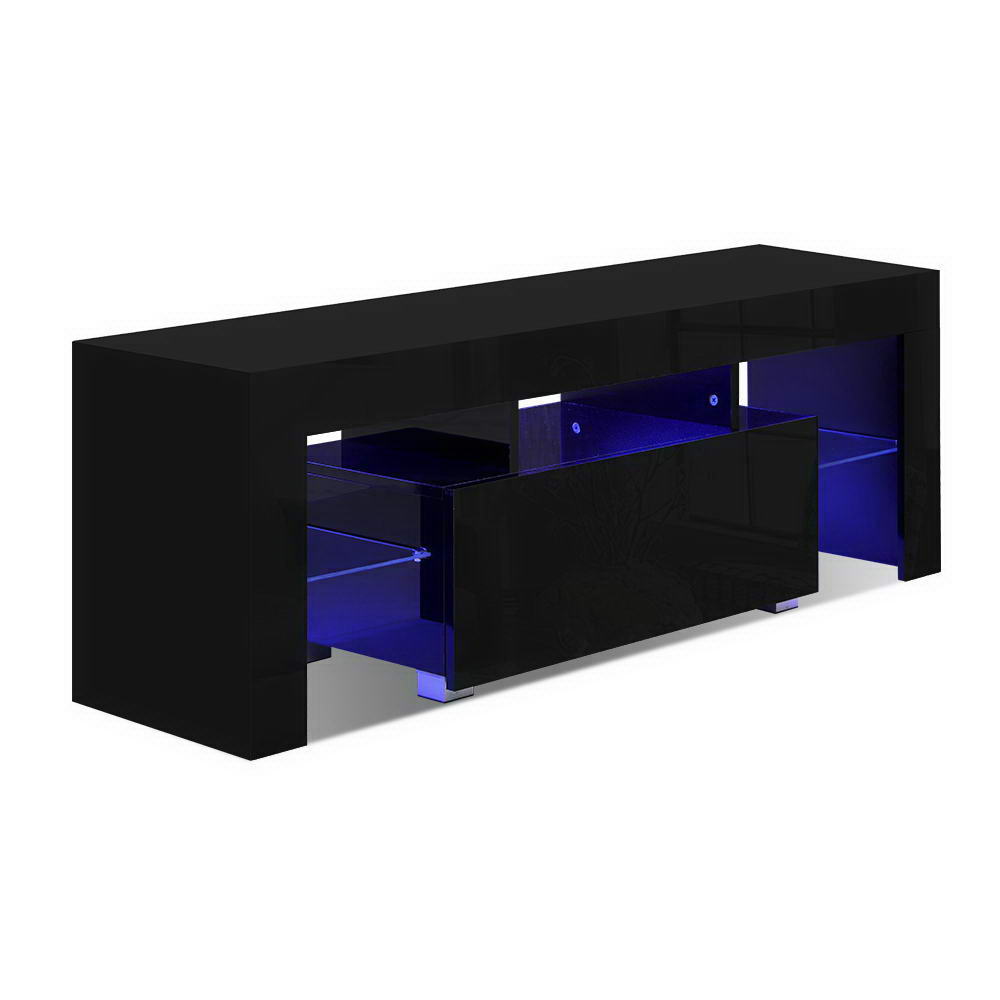 LED Entertainment Unit 130cm - Gloss Black - Homecoze