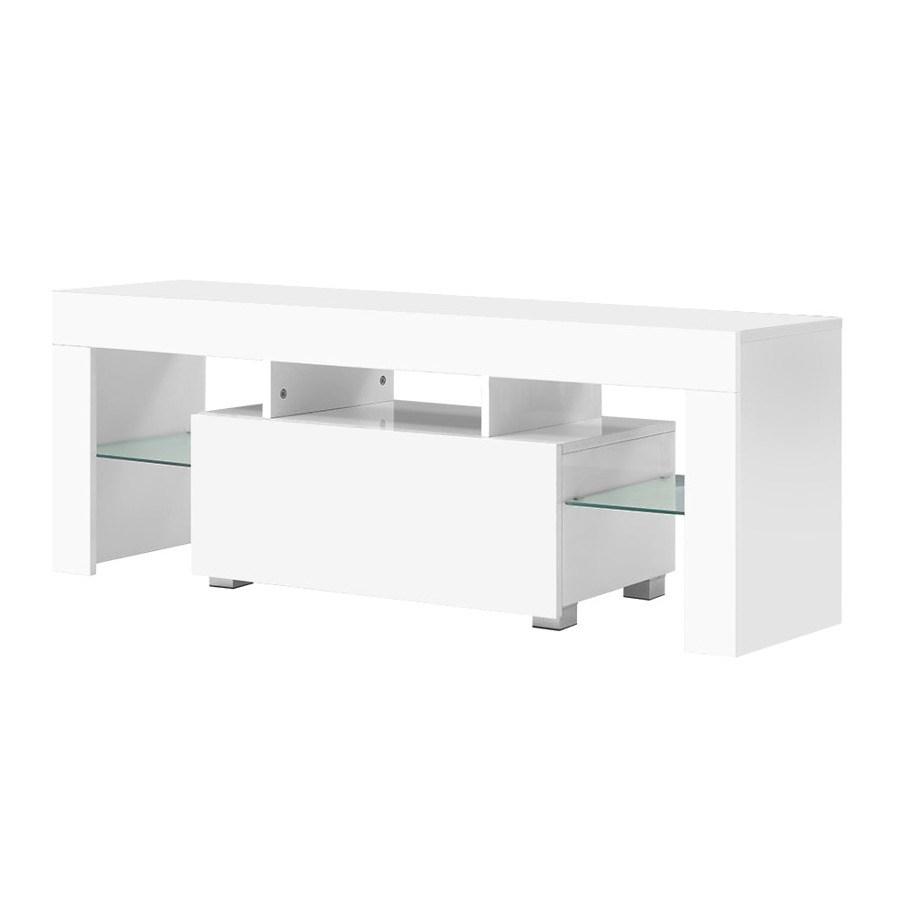 LED Entertainment Unit 130cm - Gloss White - Homecoze