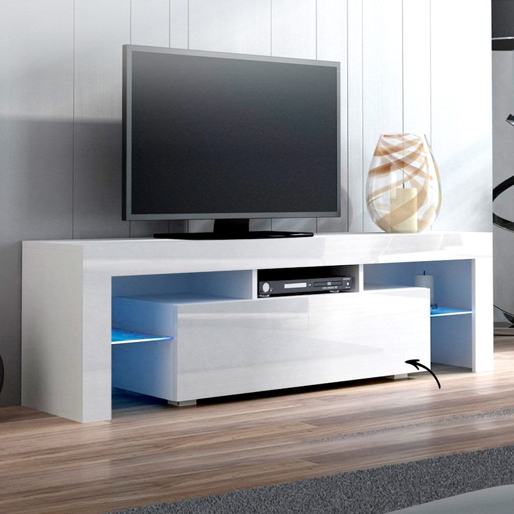 LED Entertainment Unit 130cm - Gloss White Homecoze