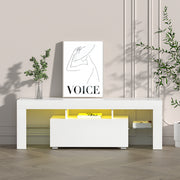 LED Entertainment Unit 130cm - Gloss White - Homecoze