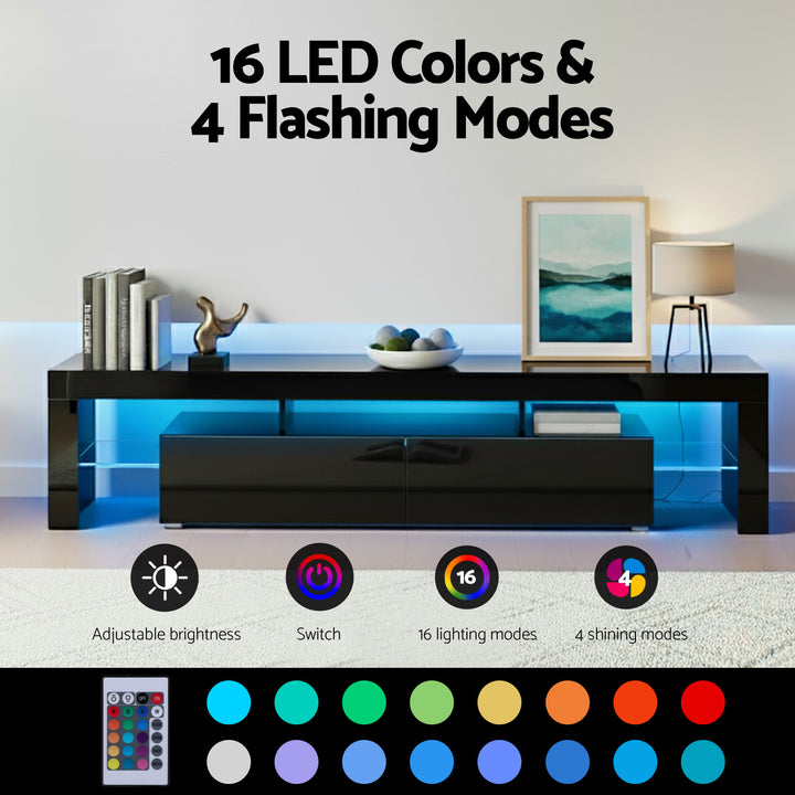 Donovan LED TV Unit 189cm – Black - Homecoze
