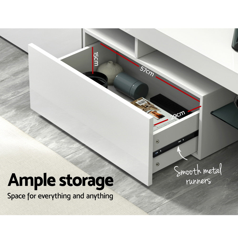 LED TV Entertainment Unit 189cm - Gloss White - Homecoze