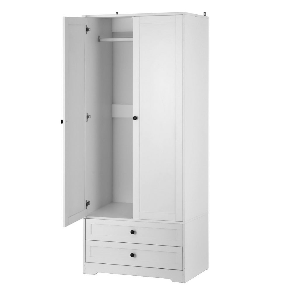 2-Door Freestanding Wardrobe - White - Homecoze
