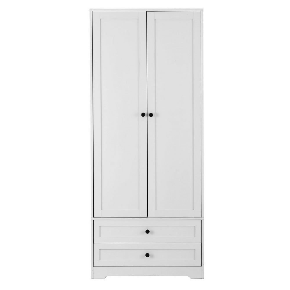 2-Door Freestanding Wardrobe - White - Homecoze
