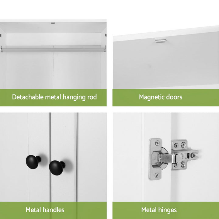 2-Door Freestanding Wardrobe - White