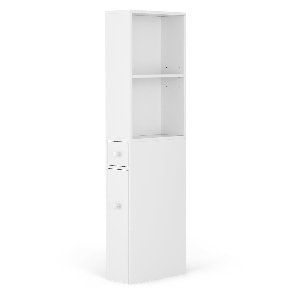 Slimline Bathroom Storage Cabinet 135cm - White - Homecoze