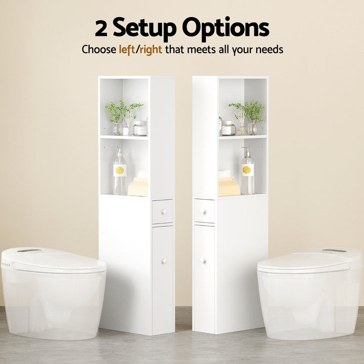 Slimline Bathroom Storage Cabinet 135cm - White - Homecoze