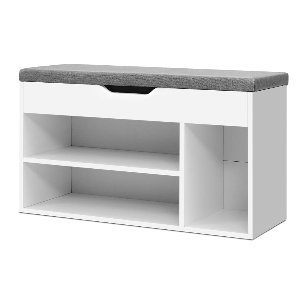 Shoe Organizer Cabinet Bench with Lift up Lid - White