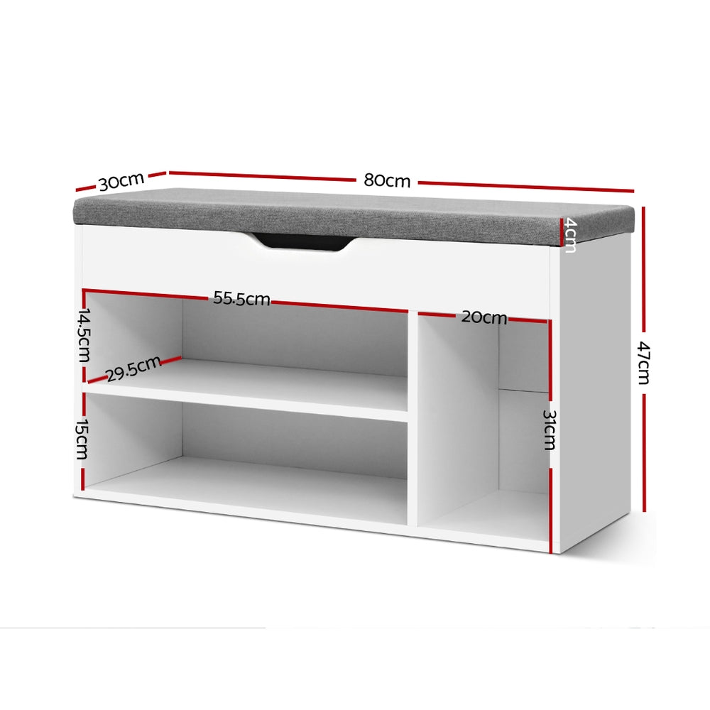 Shoe Organizer Cabinet Bench with Lift up Lid - White - Homecoze