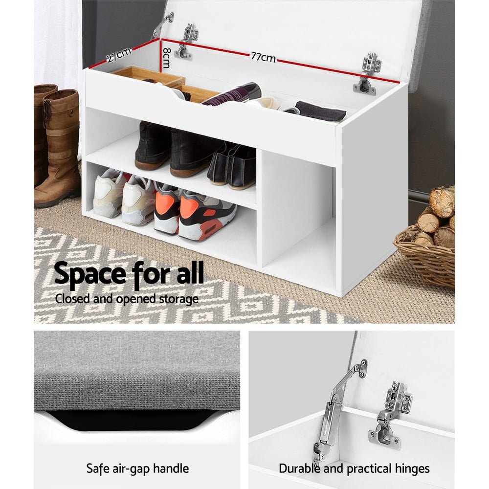 Shoe Organizer Cabinet Bench with Lift up Lid - White - Homecoze