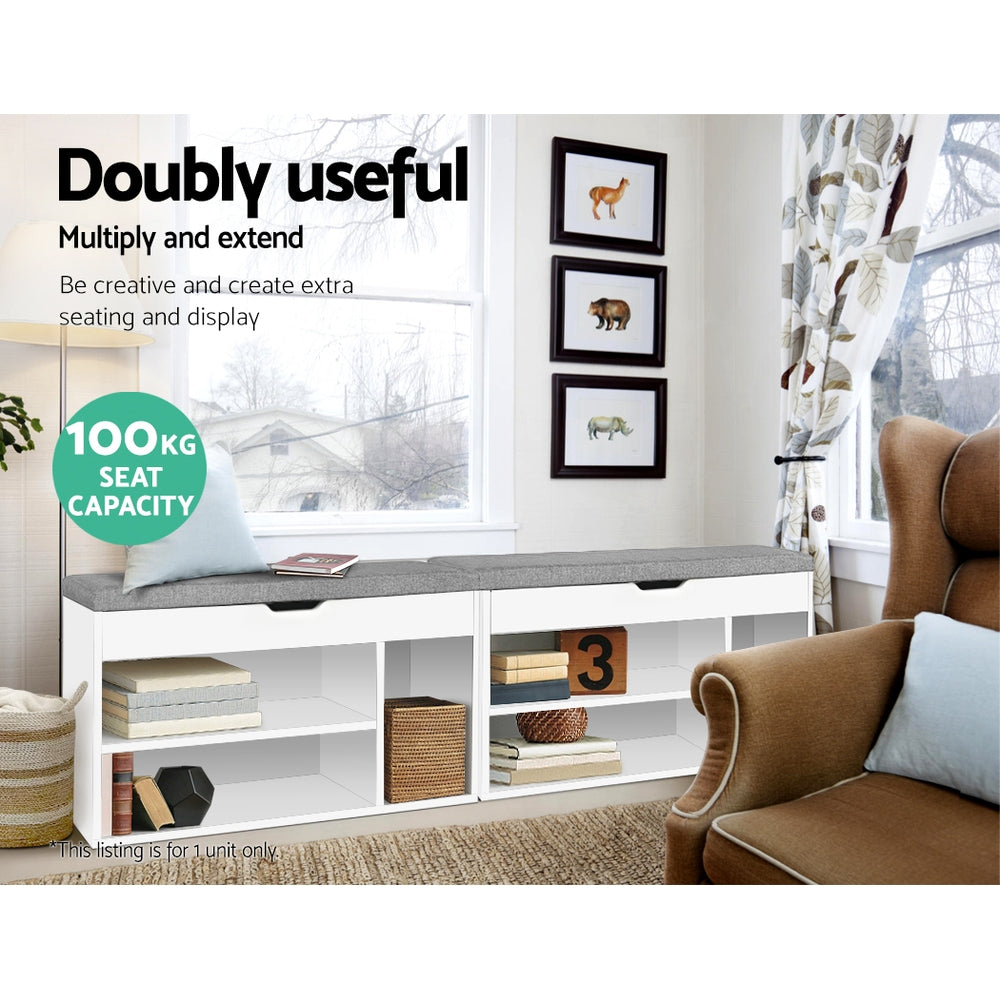 Shoe Organizer Cabinet Bench with Lift up Lid - White - Homecoze