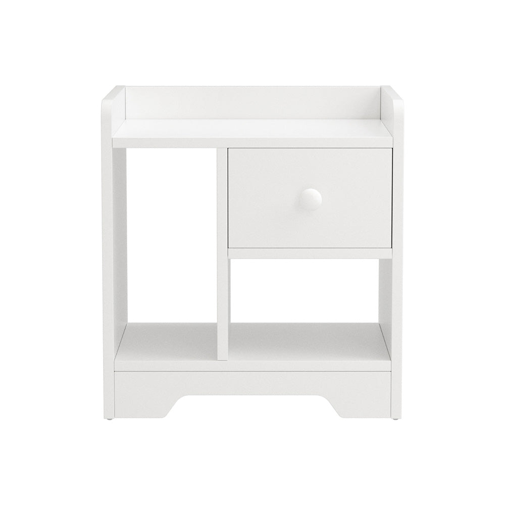 Artiss Bedside Table Drawer Nightstand Side End Table Storage Open Shelf White - Homecoze