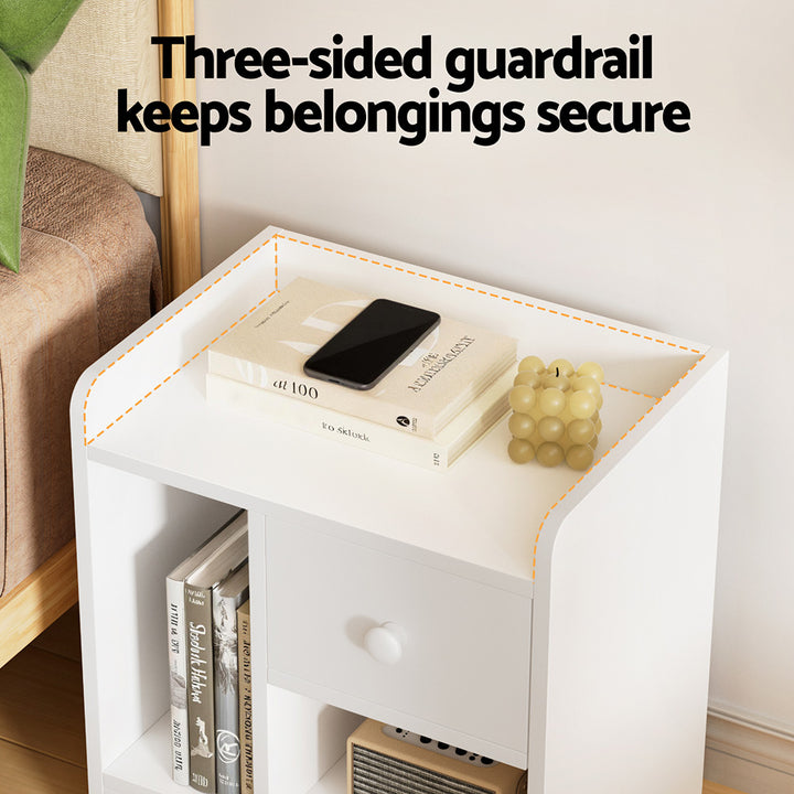 Artiss Bedside Table Drawer Nightstand Side End Table Storage Open Shelf White - Homecoze