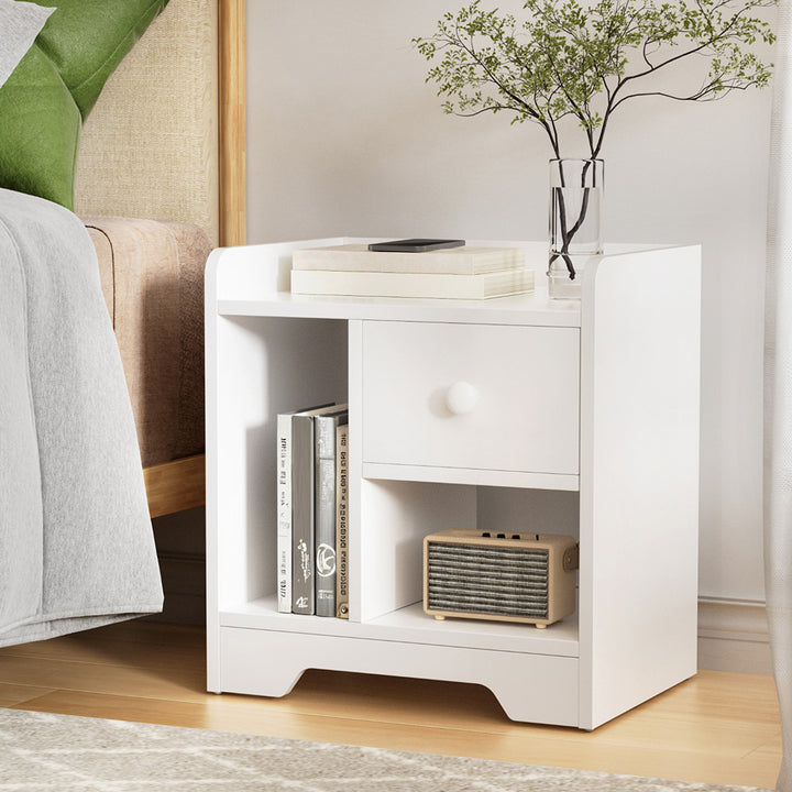 Artiss Bedside Table Drawer Nightstand Side End Table Storage Open Shelf White - Homecoze