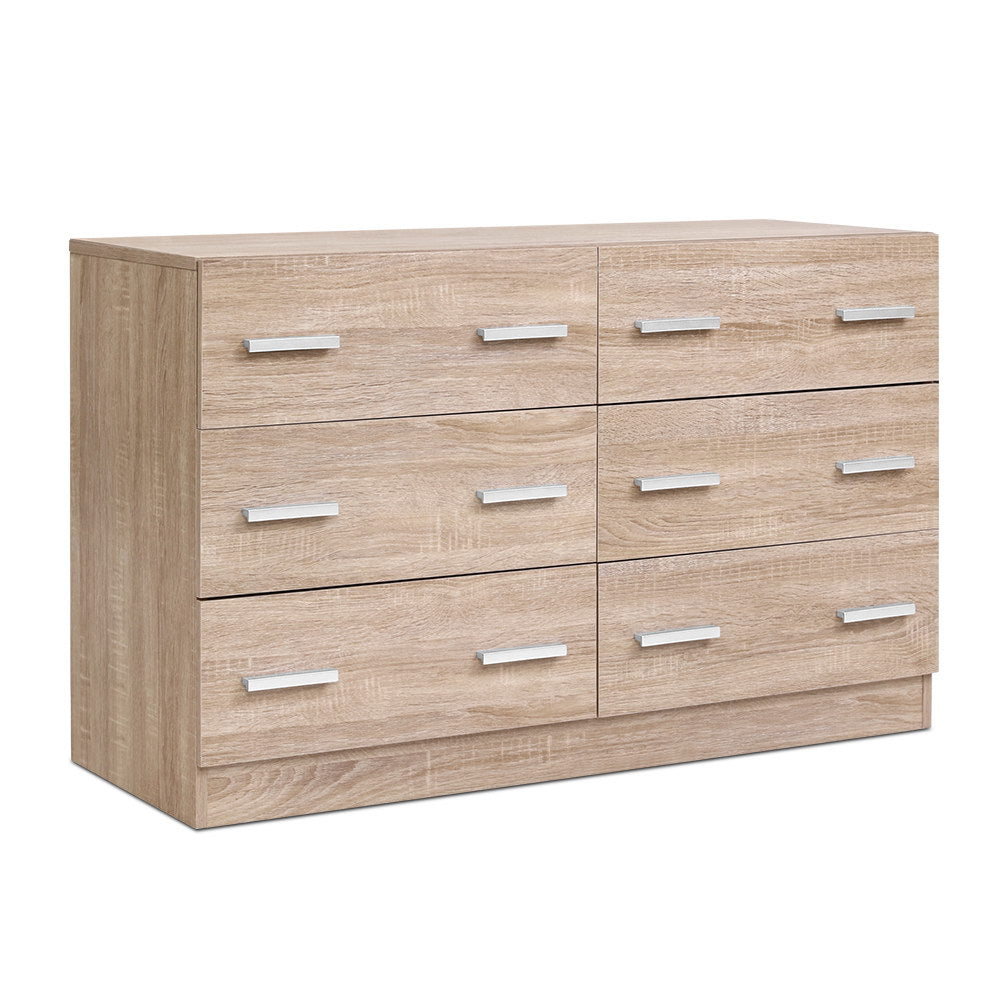 6 Drawer Lowboy Dresser Chest of Drawers - Natural - Homecoze