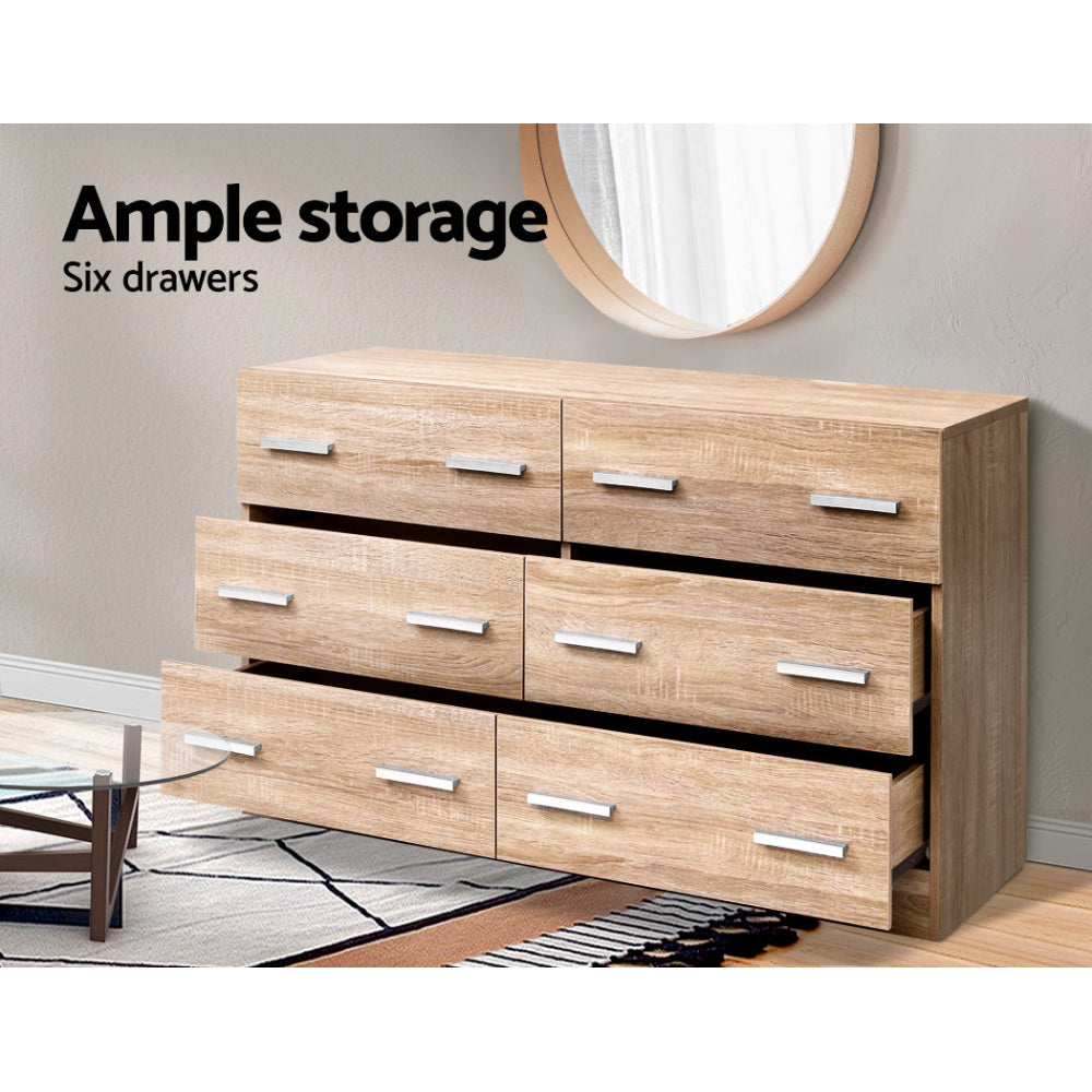 6 Drawer Lowboy Dresser Chest of Drawers - Natural - Homecoze